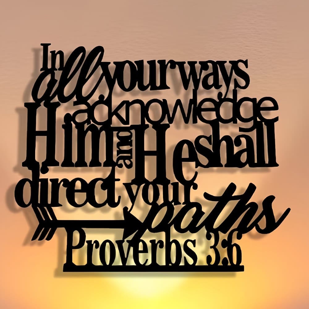 Christian Artwork Workshop Proverbs 3:6 Black Metal Wall Sign with Arrow - Guide to Spiritual Direction