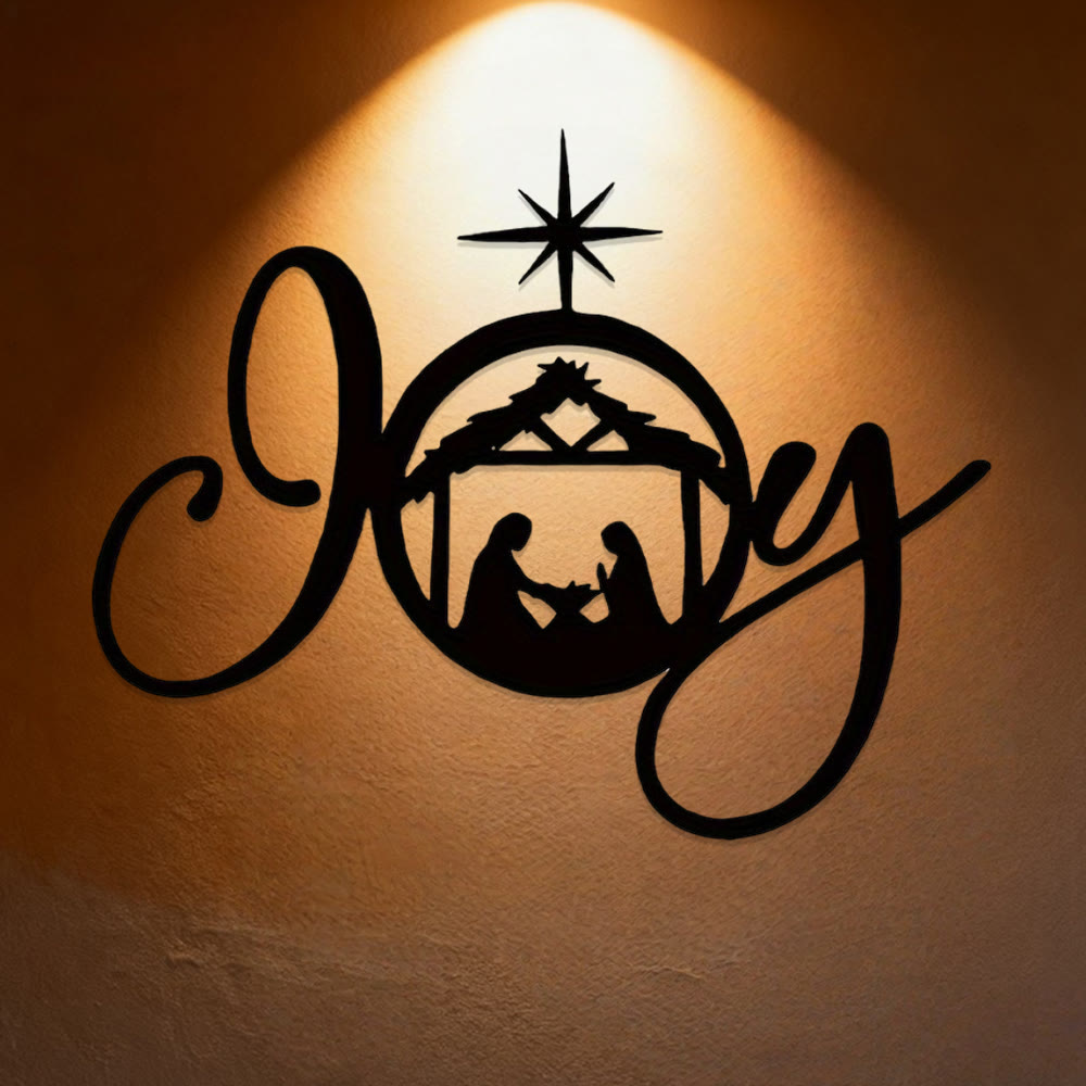 Christian Artwork Workshop Holy Night Nativity Metal Wall Decor: Embrace Joy and Hope in His Light