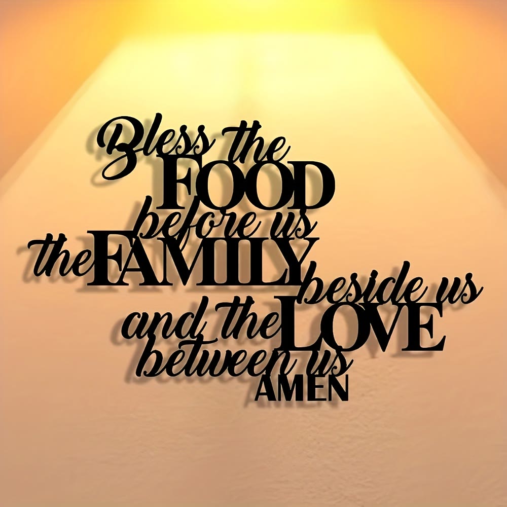 Christian Artwork Workshop 'Bless the Food Before Us' Metal Wall Decor: Ideal for Dining Room Decoration