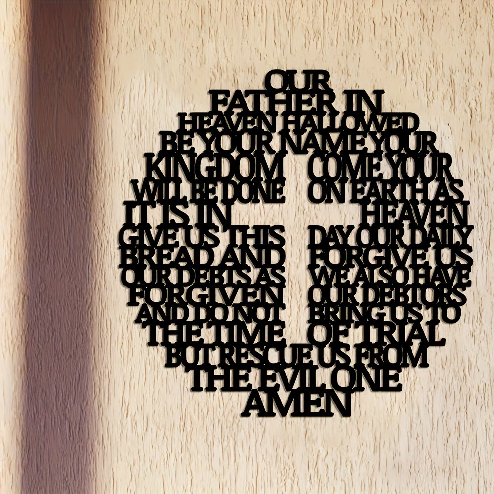 Christian Art Workshop Metal Wall Decor: Lord's Prayer Cross with Inspirational Verse Design