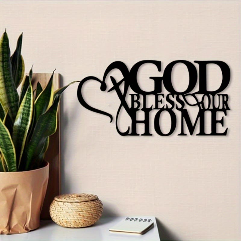 Christian Artwork Workshop: God Bless Our Home Metal Wall Decor - A Celebration of Divine Blessings and Family Faith