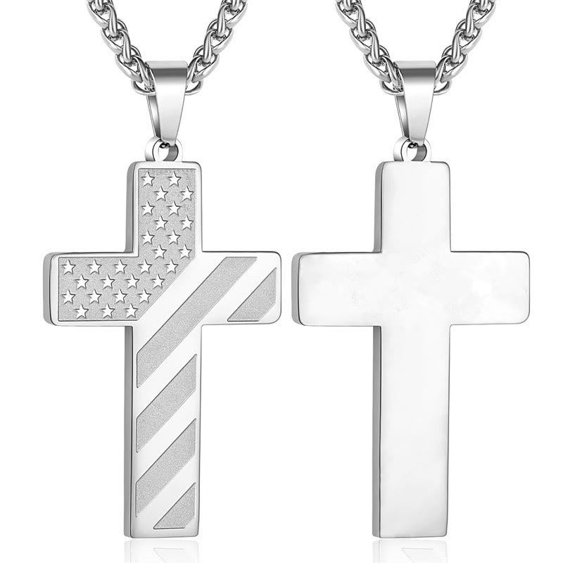 Scripture Cross with American Flag