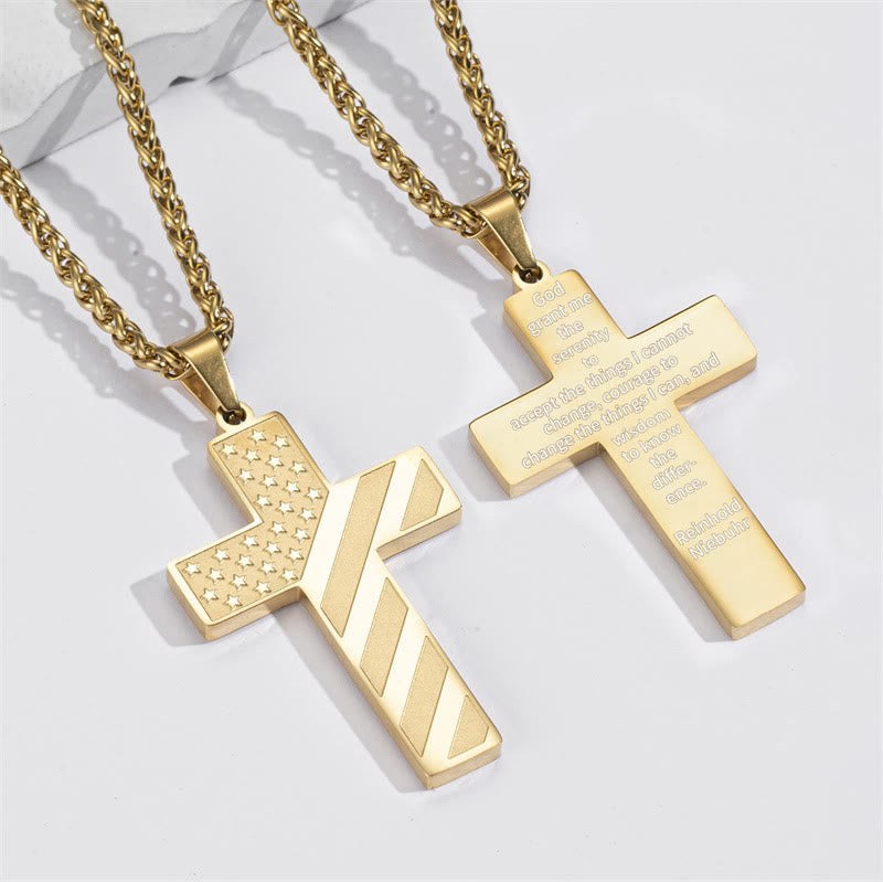 Scripture Cross with American Flag