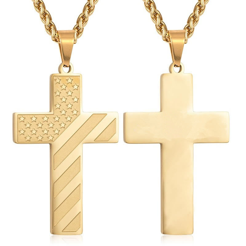 Scripture Cross with American Flag