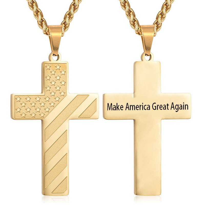 Scripture Cross with American Flag