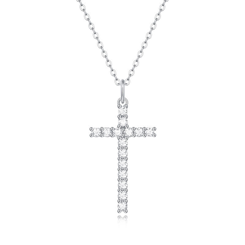 Sterling Silver Moissanite Cross Necklace: Faith Elegance & Timeless Sparkle