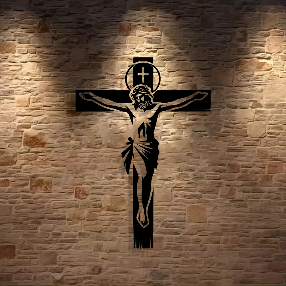 Christian Art Workshop Haloed Crucifix Metal Wall Decor: A Reverent Tribute to Divine Sacrifice
