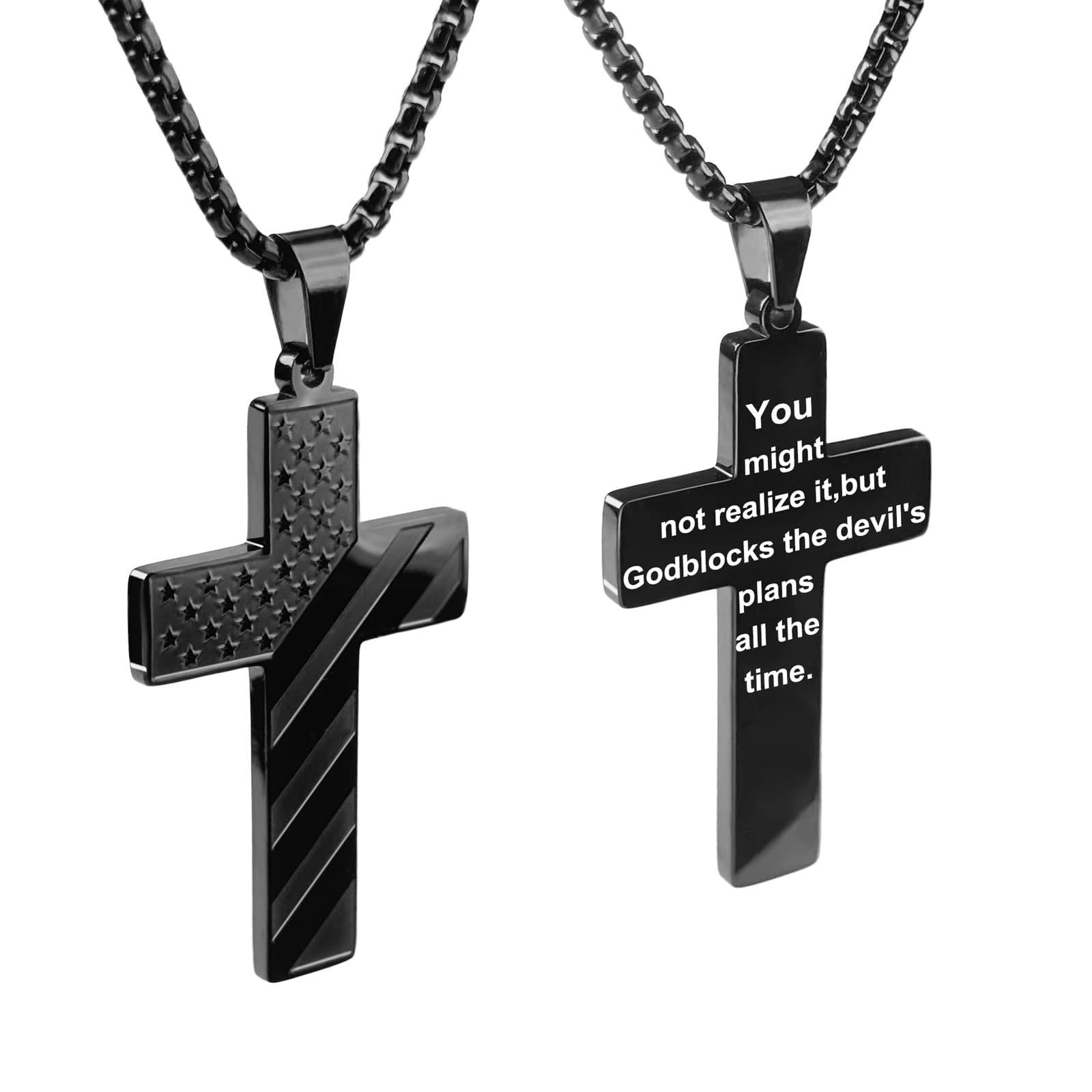 Scripture Cross with American Flag