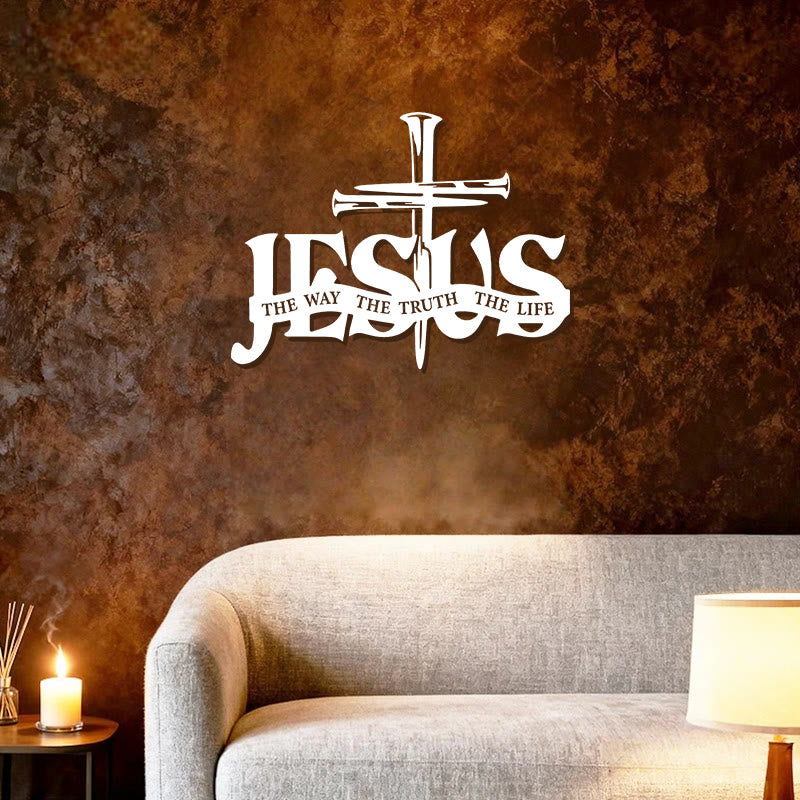 Christian Artwork Workshop Faithful Jesus & Cross Metal Wall Decor for Home