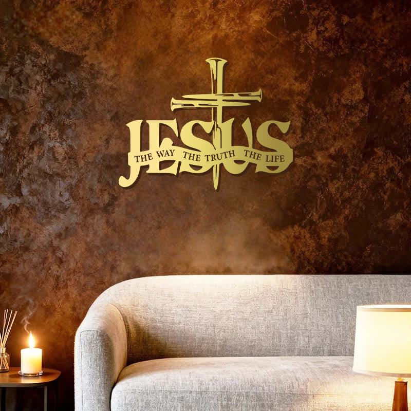 Christian Artwork Workshop Faithful Jesus & Cross Metal Wall Decor for Home