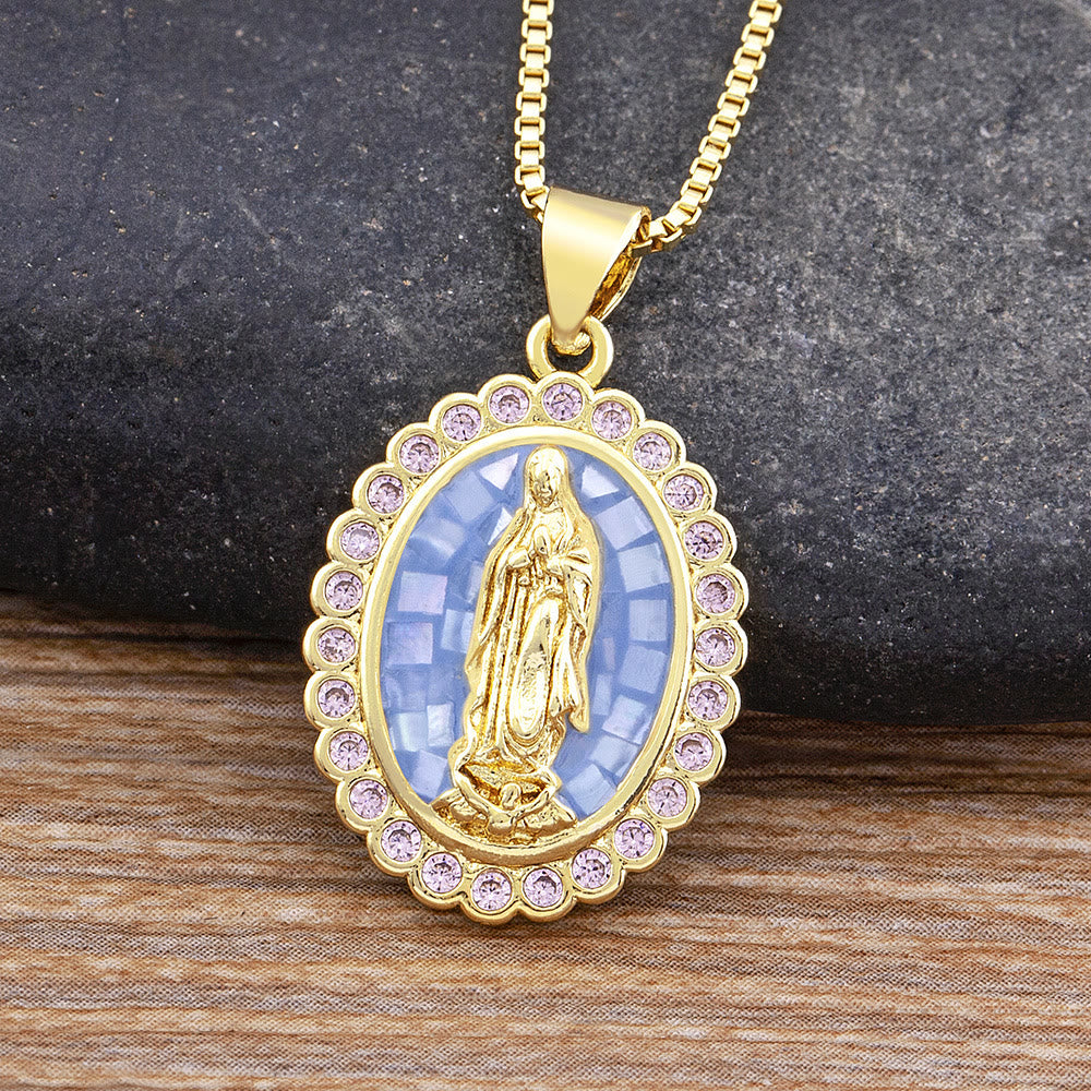 Soft-Hued Our Lady Necklace: Soothing Grace for Busy Days
