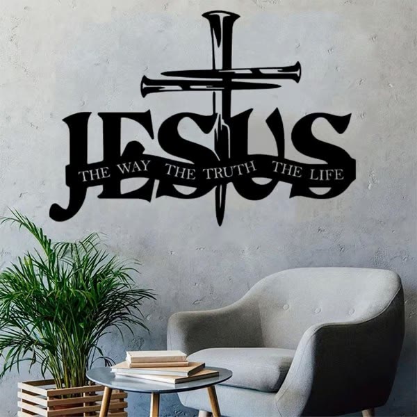 Christian Artwork Workshop Faithful Jesus & Cross Metal Wall Decor for Home