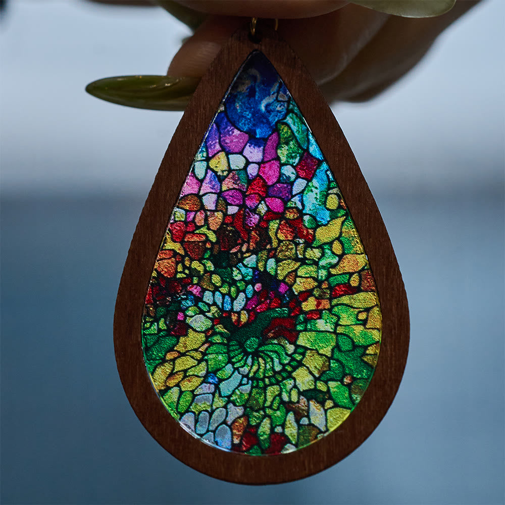 Glorious Grace Teardrop Earrings Inspired by Vibrant Stained Glass Church Art