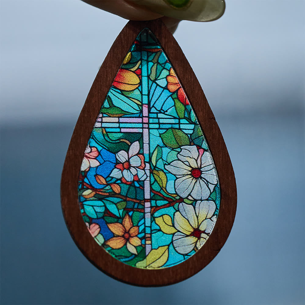Glorious Grace Teardrop Earrings Inspired by Vibrant Stained Glass Church Art
