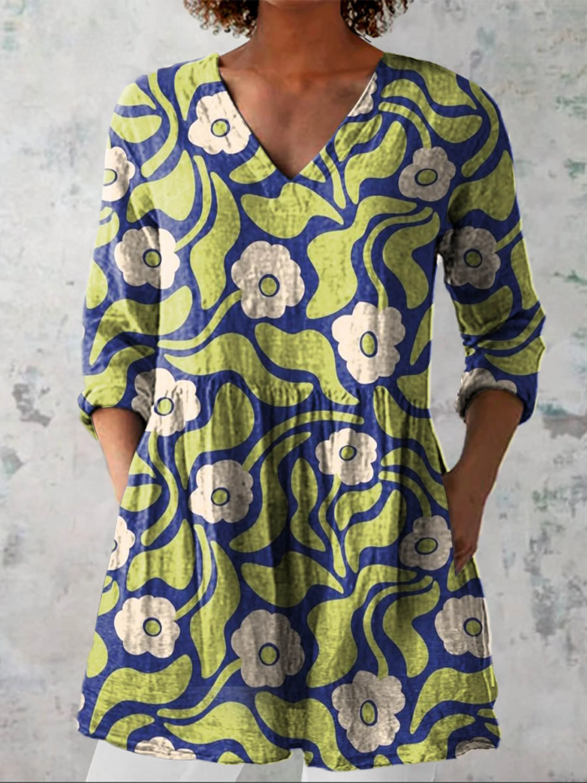 Galina | Long V-neck Blouse