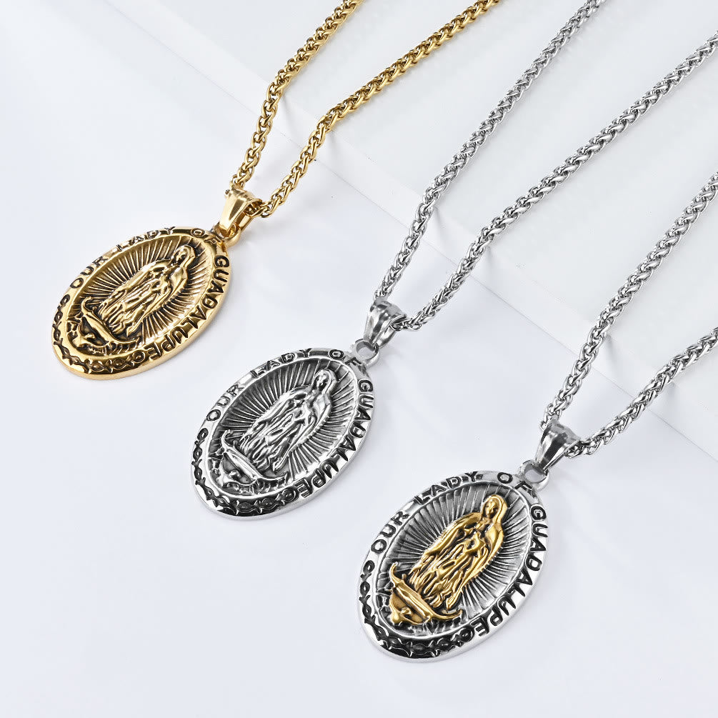 the 3 Colors Our Lady of Guadalupe Stainless Steel Necklace