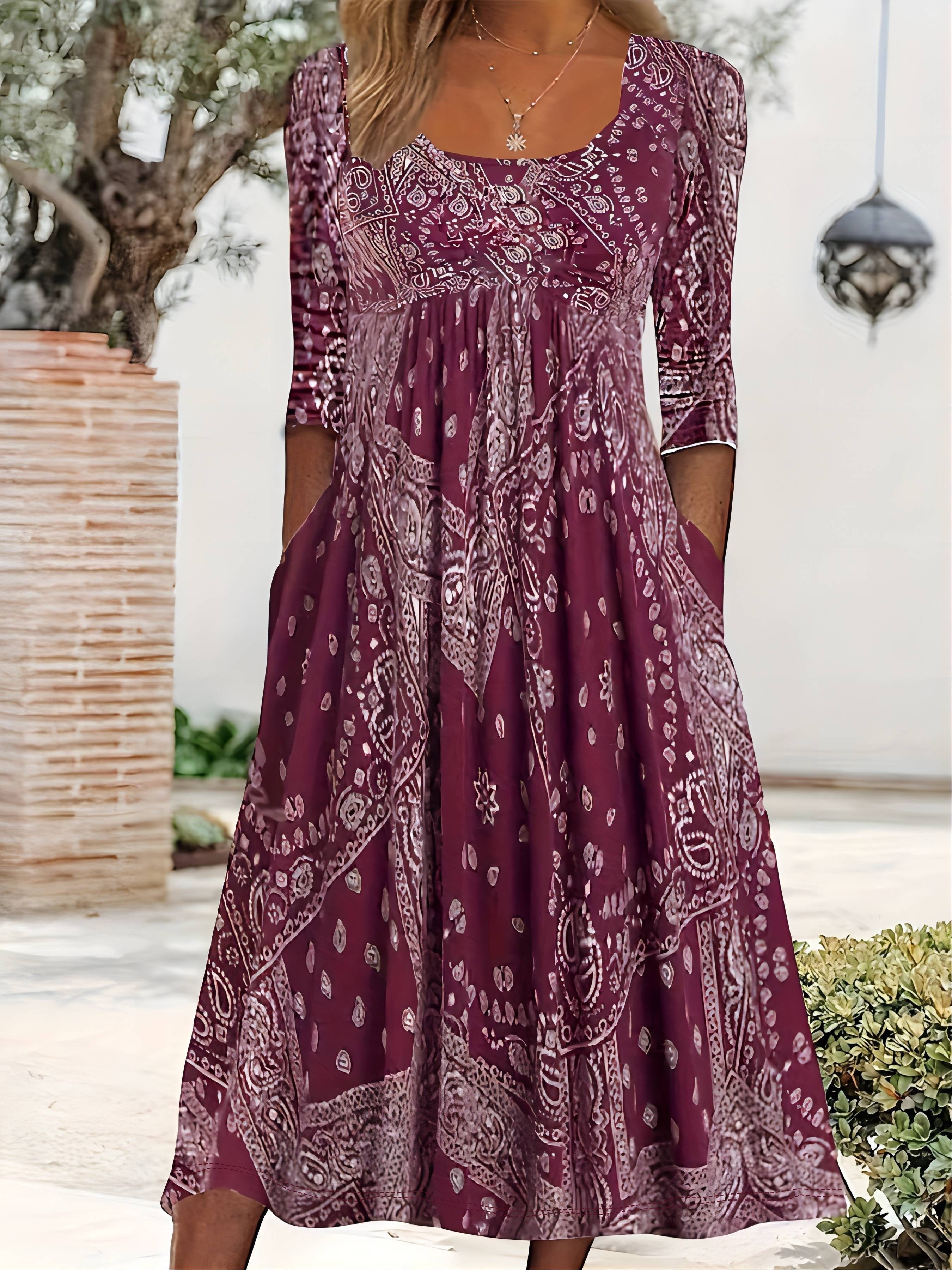 ELOWEN | CASUAL LONG SLEEVE MIDI DRESS