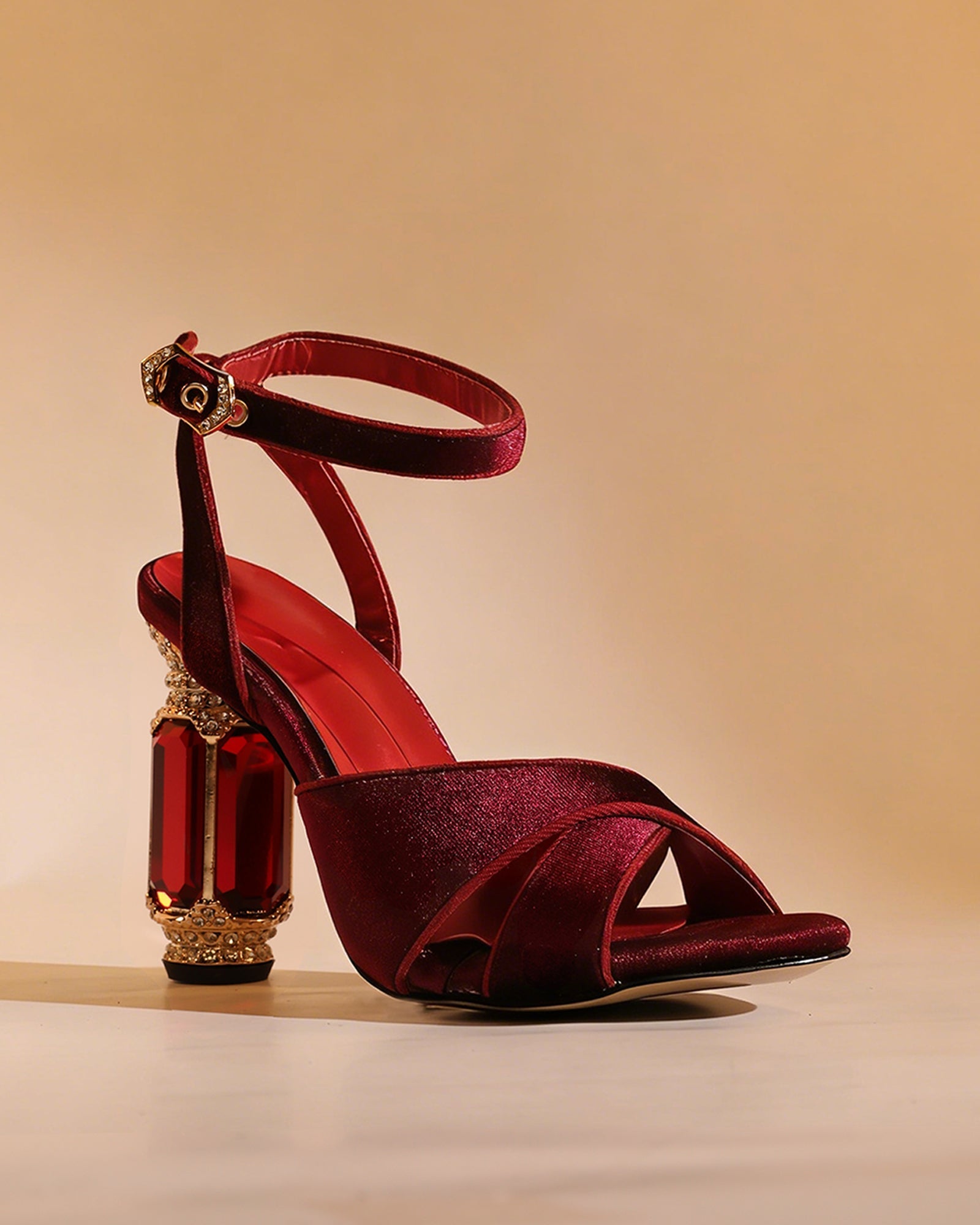 Blythe Velvet Vintage Sandals In Red