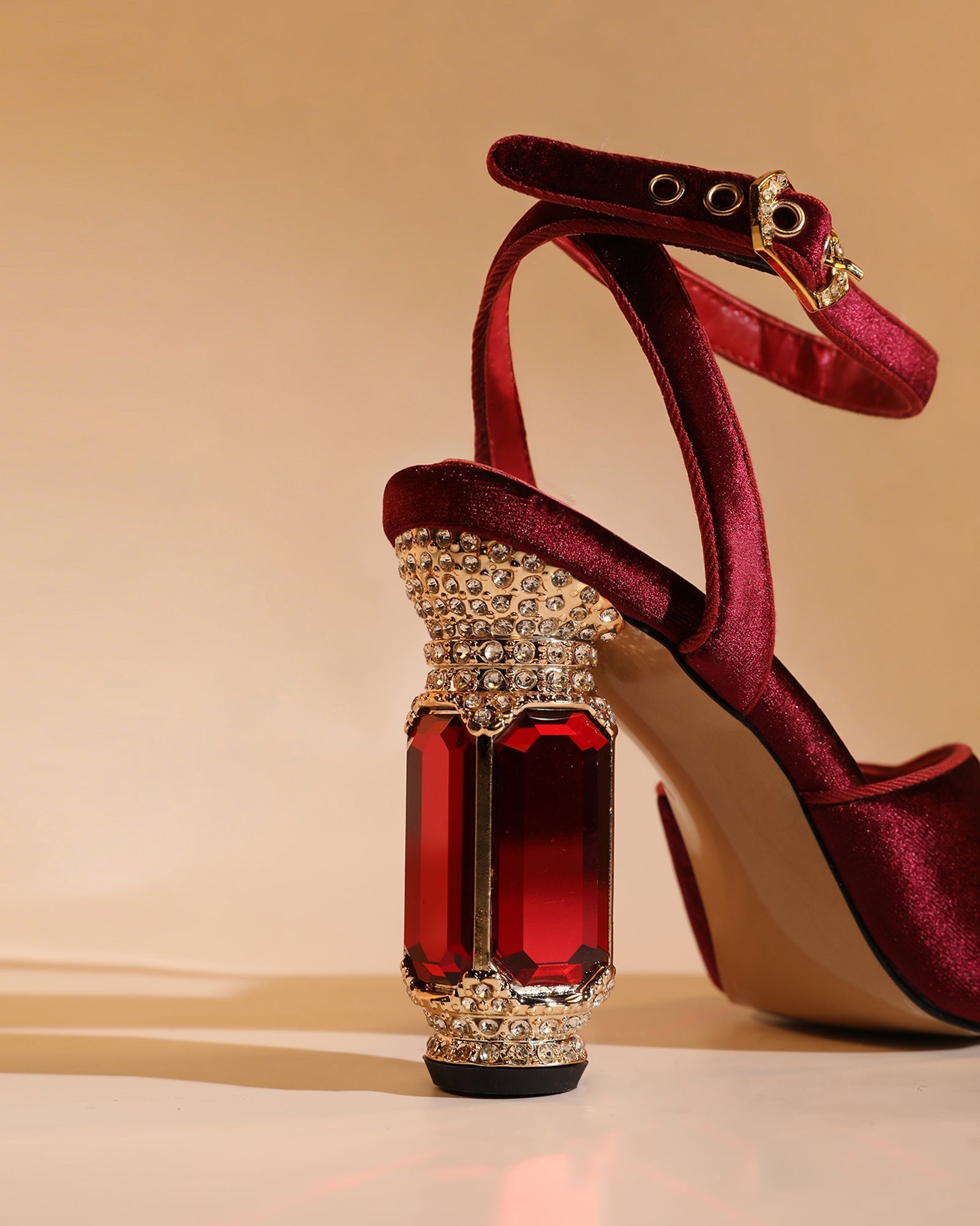 Blythe Velvet Vintage Sandals In Red