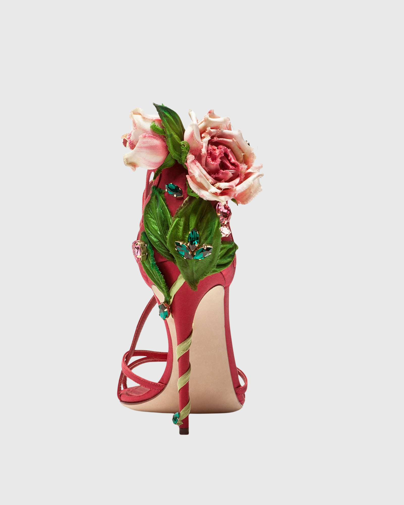 Elek Floral Strappy Satin Sandals In Red