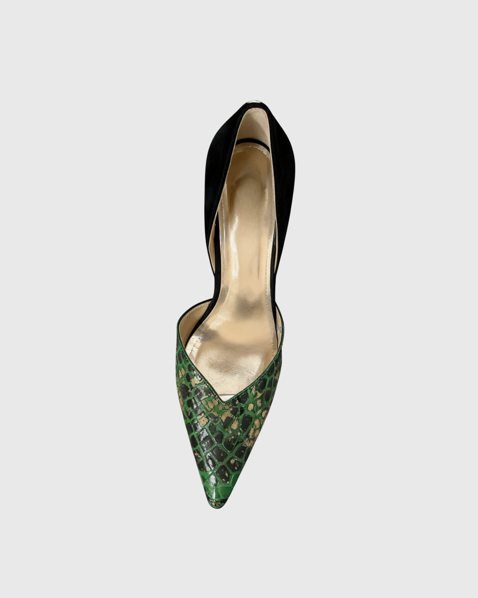 Itala Snake Print Vintage Pumps In Green