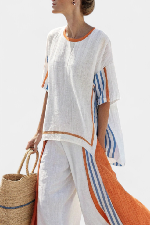 Marina | Elegant striped linen set