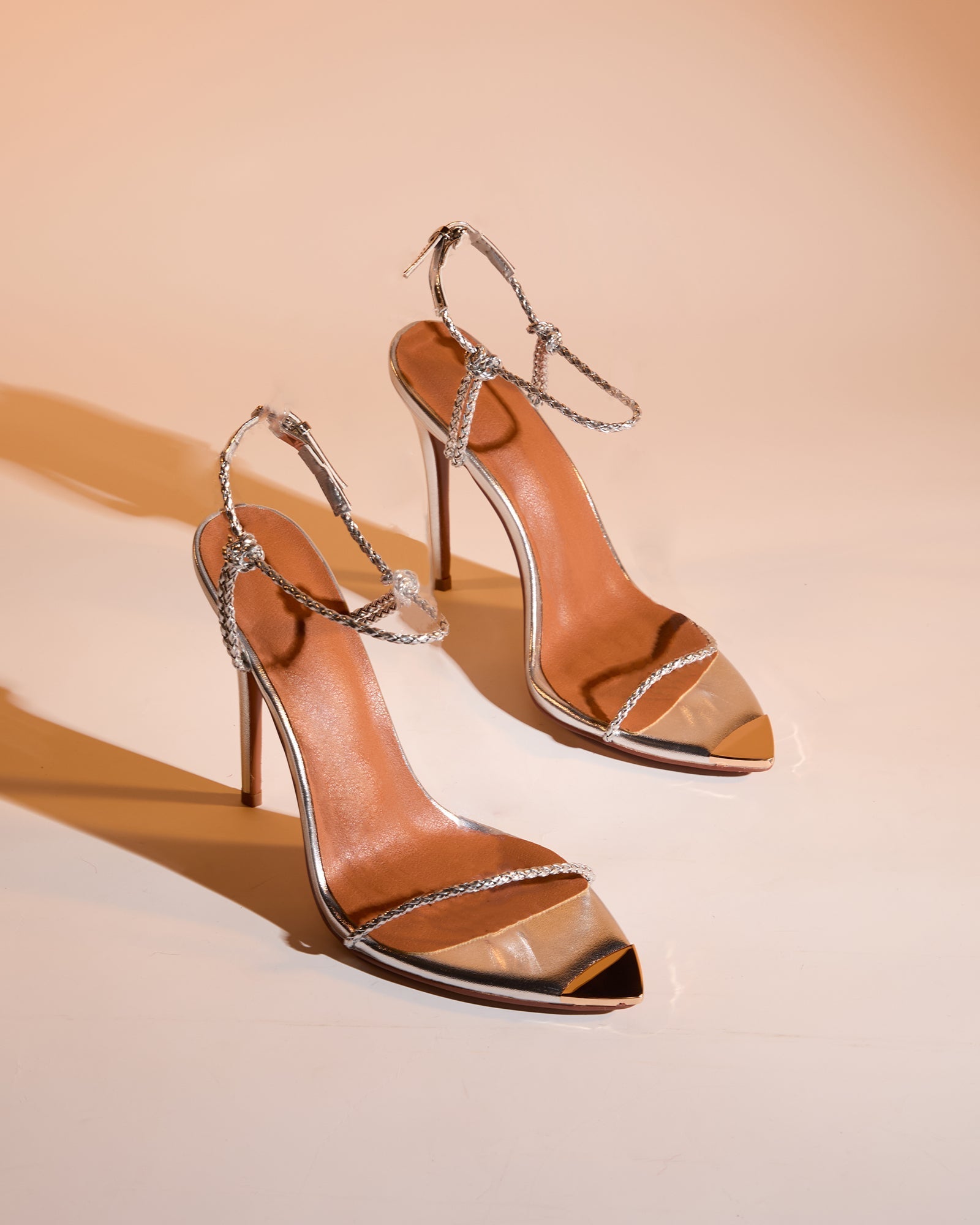 Zabby Woven Strap Sandals In Silver