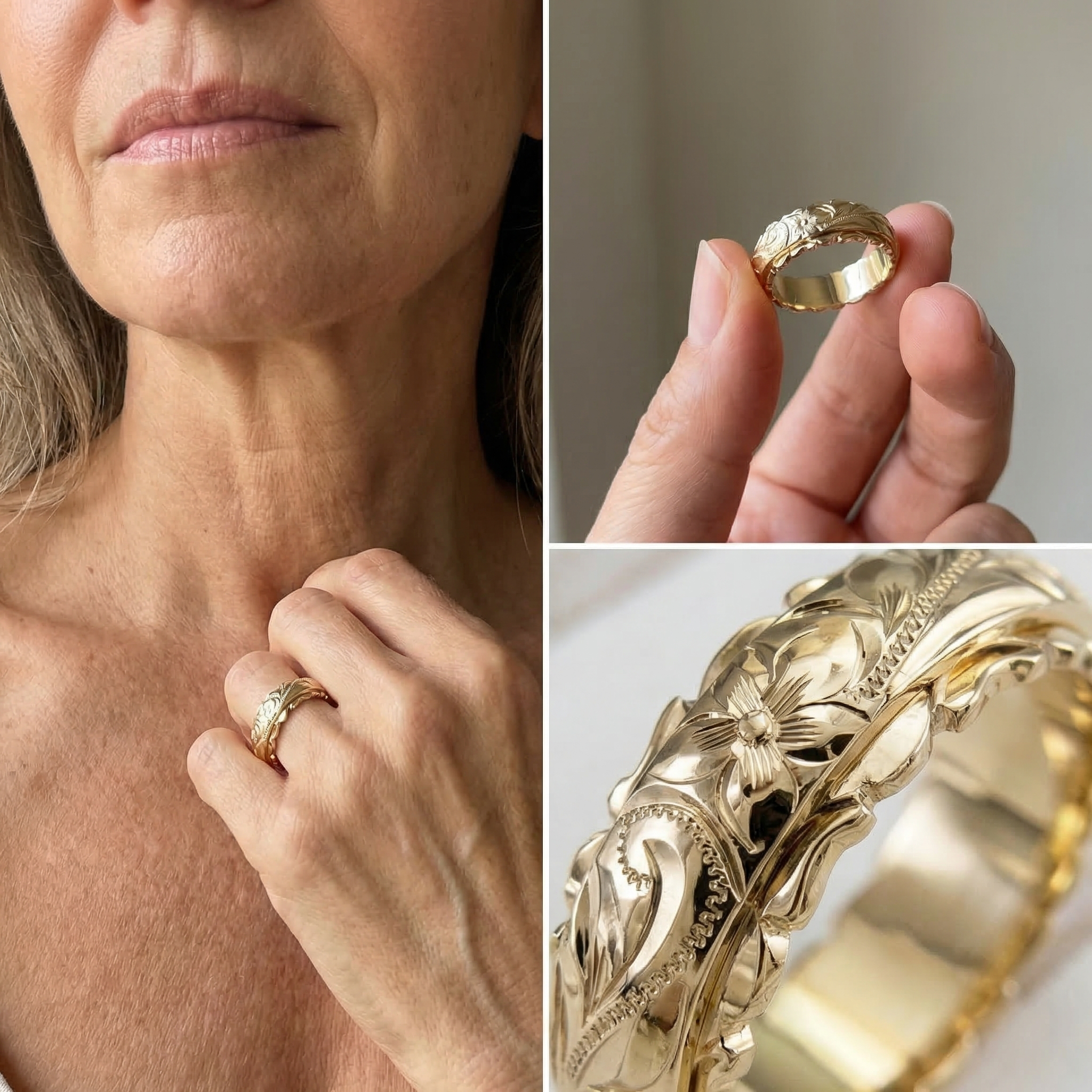 Antique Gold Flower Ring | Gold
