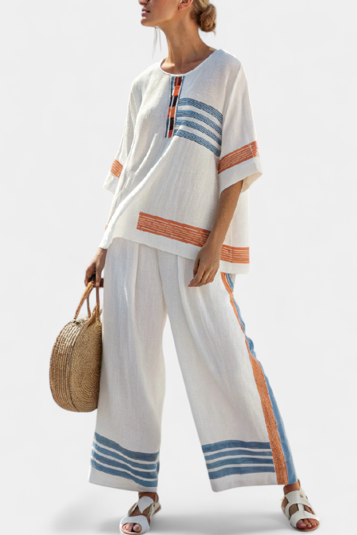 Marcella | Elegant Contrast Linen Set